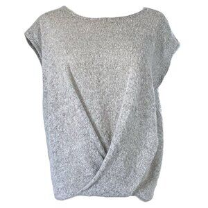 DKNY Womens Knit Sweater Top S Gray Lightweight Minimal Boat Neck Elevated Basic
